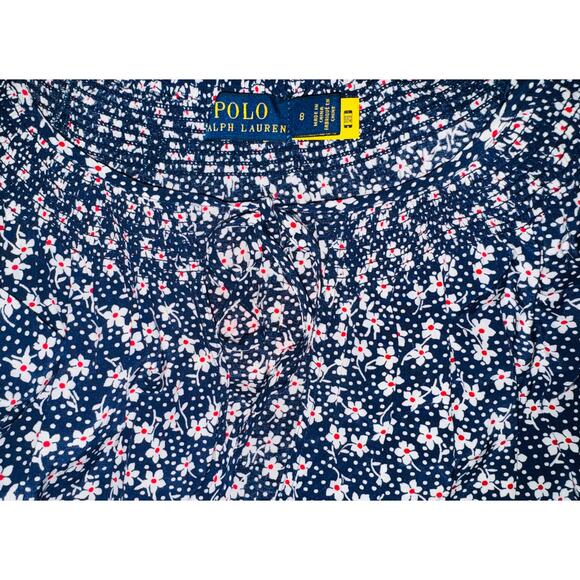 Polo‎ Ralph Lauren Blue Floral Crepe Romper Size 8 NEW Jumpsuit - Picture 7 of 9